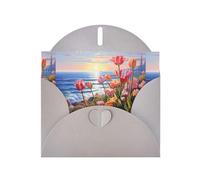 YYHWHJDE Gray Greeting Card Tulips By The Sea Pattern Perfect for Valentine's Day, Wedding Anniversary & Party Invitations