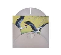 YYHWHJDE Gray Greeting Card two Japanese cranes flying traditional painting Pattern Perfect for Valentine's Day, Wedding Anniversary & Party Invitations