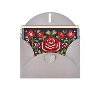 YYHWHJDE Gray Greeting Card Ukrainian Embroidery Style Rose Pattern for Christmas, Children's Birthday, Valentine's Day, and Party Invitation