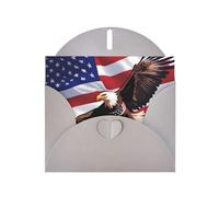YYHWHJDE Gray Greeting Card USA Patriotic Eagle with American Flag Pattern Perfect for Valentine's Day, Wedding Anniversary & Party Invitations