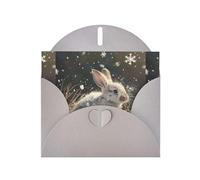 YYHWHJDE Gray Greeting Card White rabbit under the snow Pattern for Christmas, Children's Birthday, Valentine's Day, and Party Invitation