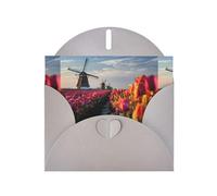 YYHWHJDE Gray Greeting Card Windmills In The Tulips Pattern Perfect for Valentine's Day, Wedding Anniversary & Party Invitations