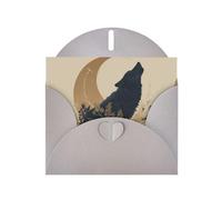 YYHWHJDE Gray Greeting Card Wolf And The Moon Pattern Perfect for Valentine's Day, Wedding Anniversary & Party Invitations