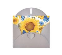 YYHWHJDE Gray Greeting Card yellow sunflowers with blue butterflies Pattern for Festive Birthday Party Invitation