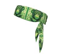 YYHWHJDE Green Clever Monkey Prints Sports Double-Sided Headscarf for Women and Men Adjustable for All Head Circumferences