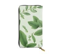 YYHWHJDE Green Flower Herb Sage Leaves and Branches Printed Leather long clutch wallet Designed for fashion girls and women stylish and personalized 7.48 x 4.13 in, Black, One Size