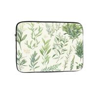 YYHWHJDE Green Flower herb sage Leaves and Branches Prints Protective Shockproof Portable Laptop Sleeve Case 15 inch for Men and Women Business Travel, and Office Daily Use
