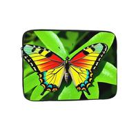 YYHWHJDE Green Leaf Colorful Butterfly Prints Protective Shockproof Portable Laptop Sleeve Case 17 inch for Men and Women Business Travel, and Office Daily Use