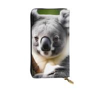 YYHWHJDE Green Leaf Koala Printing Quality Leather Long Clutch Wallet Designed for Fashion Girls and Women Stylish 7.48 x 4.13 in