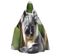 YYHWHJDE Green leaf koala Prints Halloween Adult Hooded Cloak for Parties and Costumes