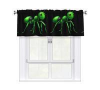 YYHWHJDE Green Little Ant Prints Kitchen Tier Curtains 54x18 - Peach Skin Window Layers for Soft Light & Easy Style