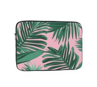 YYHWHJDE Green Palm Tree Leaves Pink Pattern Shockproof Portable Laptop 12 inch Sleeve Bag for Men and Women - Ideal for Business Travel, School, and Daily Use