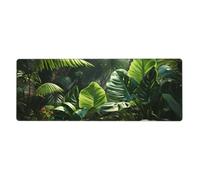 YYHWHJDE Green Tropical Jungle Plant Pattern Extra Large Mouse Pad, Computer Office Anti Slip Gaming Keyboard Thickened Version 12x31.5in