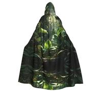 YYHWHJDE Green Tropical Jungle Plant Pattern Halloween Adult Hooded Cloak for various party and carnival settings