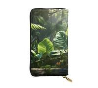 YYHWHJDE Green Tropical Jungle Plant Prints Quality Leather Long Clutch Wallet Designed for Fashion Girls and Women Stylish 7.48 x 4.13 in