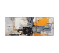 YYHWHJDE Grey And Yellow Abstract Art Painting Pattern Extra Large Mouse Pad, Computer Office Anti Slip Gaming Keyboard Thickened Version 12x31.5in