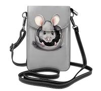YYHWHJDE Grey rat Leather Crossbody Phone Pouch