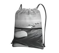 YYHWHJDE Grey Zen Stones Picture Prints Drawstring Backpack - Lightweight Waterproof Gym Bag with Zipper Pocket - Ideal for Travel, Yoga & Sports