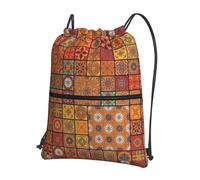 YYHWHJDE Group of Moroccan Geometric Prints Drawstring Backpack - Lightweight, Waterproof Sport Throw Cover for Gym, Travel & Everyday Essentials