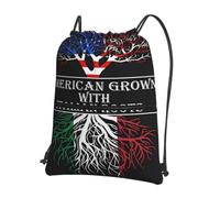 YYHWHJDE Grown Mexican Roots Prints Drawstring Backpack Waterproof Gym Bag - Lightweight Foldable Sport Cover with Zipper Pocket for Travel Hiking