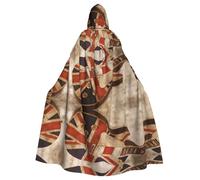 YYHWHJDE Guitar British Flag Prints Hooded Cloak - Durable Throw for Costume, Cosplay & Masquerade