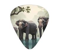 YYHWHJDE Guitar Picks Set of 12 - Durable ABS Variety Pack | for Acoustic, Electric African Elephants Pattern