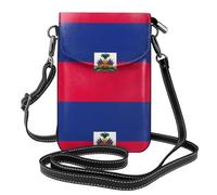 YYHWHJDE Haitian flag Leather Crossbody Phone Pouch