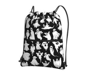 YYHWHJDE Halloween Goth Prints Drawstring Backpack Waterproof Gym Bag - Lightweight Foldable Sport Cover with Zipper Pocket for Travel Hiking