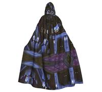 YYHWHJDE Halloween Haunted Prints Hooded Cloak - Oversized Cozy Throw for Costume & Cosplay