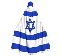 YYHWHJDE Halloween Hooded Cloak for Adults, Full Length Polyester Cape | With Bow Tie Israeli Flag Prints