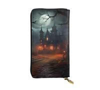YYHWHJDE Halloween Horror Printed Leather long clutch wallet Designed for fashion girls and women stylish and personalized 7.48 x 4.13 in, Black, One Size