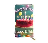 YYHWHJDE Happy Birthday Beautiful Prints Leather long clutch wallet Designed for fashion girls and women stylish and personalized 7.48 x 4.13 in, Black, One Size