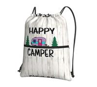 YYHWHJDE Happy Camper Prints Drawstring Backpack - Lightweight, Waterproof Sport Throw Cover for Gym, Travel & Everyday Essentials