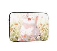 YYHWHJDE Happy Fat White cat Prints Protective Shockproof Portable Laptop Sleeve Case 10 inch for Men and Women Business Travel, and Office Daily Use