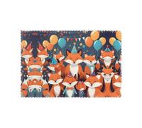 YYHWHJDE Happy Fox Party Prints Placemats Set of 6 12x18in - Engineered for Durability & Heat Resistance with Quality Polyester
