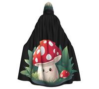YYHWHJDE Happy Little Mushroom Pattern Halloween Adult Hooded Cape Cloak For Role-Playing, Stage Costumes, Parties Easy Care