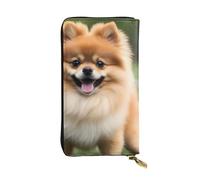 YYHWHJDE Happy Short-haired Pomeranian Printing Quality Leather Long Clutch Wallet Designed for Fashion Girls and Women Stylish 7.48 x 4.13 in