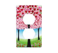 YYHWHJDE Harvest Fruit Tree Prints Double Socket Wall Panel Electrical Socket Cover Plate Decoration Heat Resistant 4.5x2.76in