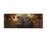 YYHWHJDE Harvest Turkey Picture Extra Large Mouse Pad, Computer Office Anti Slip Gaming Keyboard Thickened Version 12x31.5in