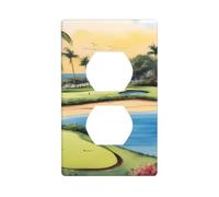 YYHWHJDE Hawaii Beach Golf Course Pattern Double Socket Wall Panel Decorative for Residential and Commercial Areas 4.5x2.76in