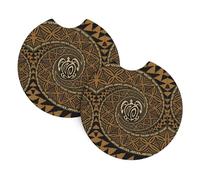 YYHWHJDE Hawaiian Tapa Honu Turtle Prints Car Cup Coasters 2-Pack - Absorbent Neoprene Drink Layers, Protect Your Ride & Add a Stylish Touch - Heat Resistant, Non-Slip