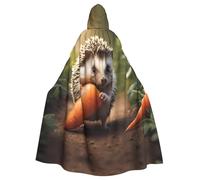YYHWHJDE Hedgehog Pulling Carrot Prints Adult Hooded Cloak is a super large, comfortable, and durable Halloween hooded poncho