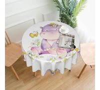 YYHWHJDE Hippo Butterfly Prints Round Decorative Tablecloth 60in - High-Grade Polyester Throw for Elegant Dining & Festive Gatherings