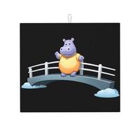 YYHWHJDE Hippo Crossing The Bridge Printed Kitchen Absorbent pad, Super Absorbent Microfiber, Oversized Anti Slip