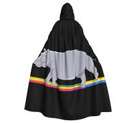 YYHWHJDE Hippopotamus crossing the rainbow Prints Halloween Adult Hooded Cloak for Parties and Costumes