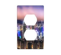 YYHWHJDE Hong Kong Picture Double Socket Wall Panel Decorative is Durable and Suitable for Socket Light Switch Accessories 4.5x2.76in