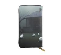 YYHWHJDE Horror Haunted House Printing Quality Leather Long Clutch Wallet Designed for Fashion Girls and Women Stylish 7.48 x 4.13 in