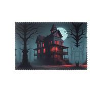 YYHWHJDE Horror House Prints Placemats Set of 6 12x18in - Elevate Every Meal with Durable & Customizable Table Layers