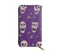 YYHWHJDE Horror Pattern on Purple Background Printing Quality Leather Long Clutch Wallet Designed for Fashion Girls and Women Stylish 7.48 x 4.13 in