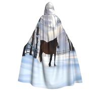 YYHWHJDE horse nature winter Prints Halloween Adult Hooded Cloak for Parties and Costumes